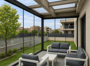 techo y cortinas de cristal cerramiento de balcon con aluminio